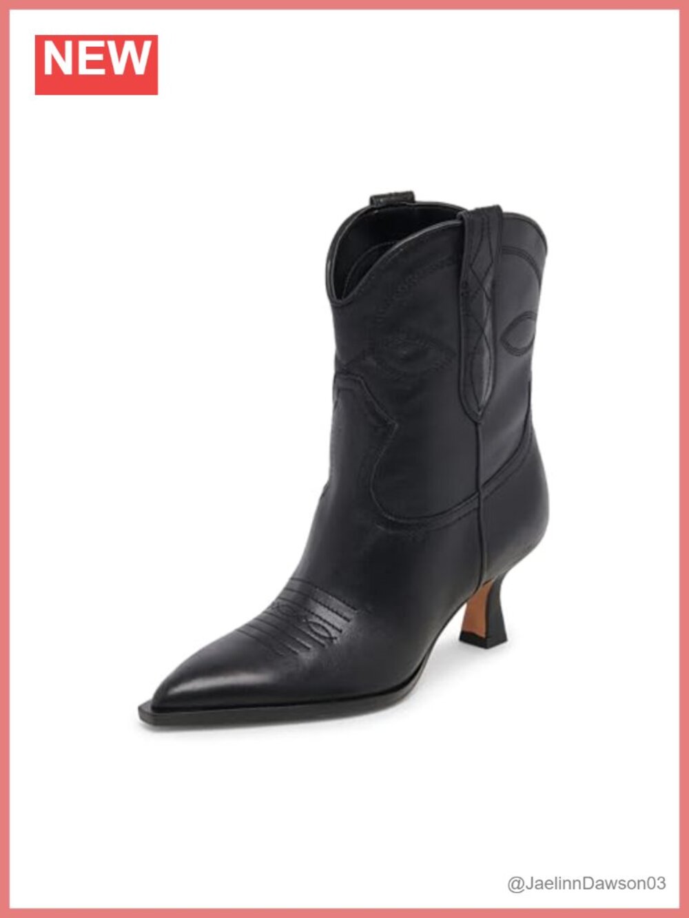Dolce Vita Angel Leather Pointed Toe Cone Heel Ankle Western Bootie
